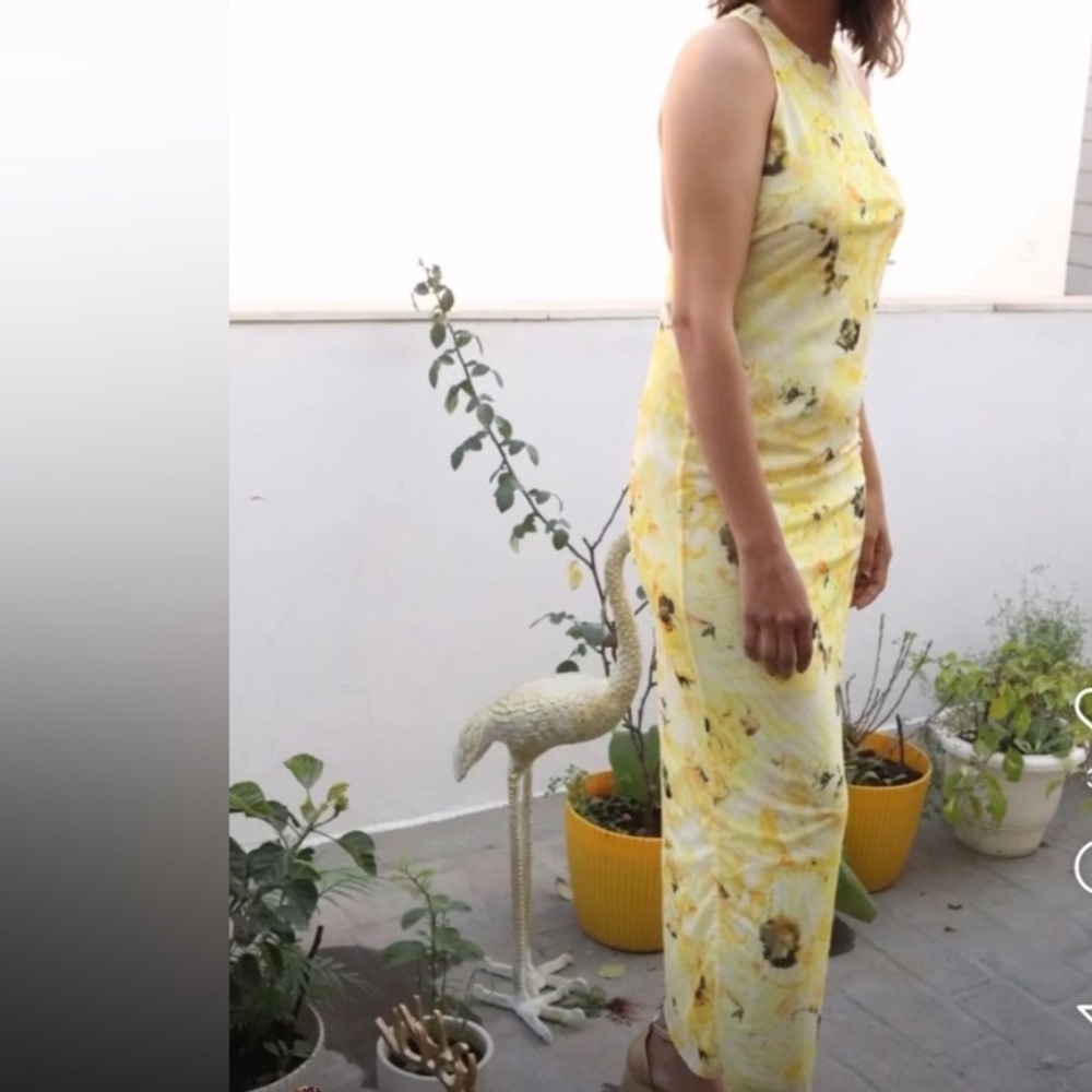 Zara Yellow Floral Sleeveless Maxi Dress